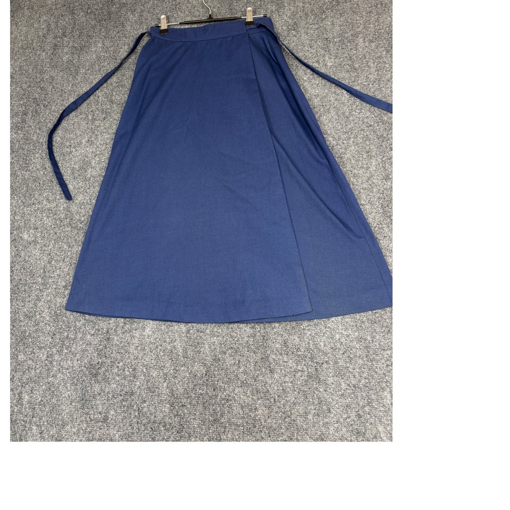 Garland Vintage Wrap Skirt Womens 13/14 Navy Blue Adjustable A-Line Midi Cotton